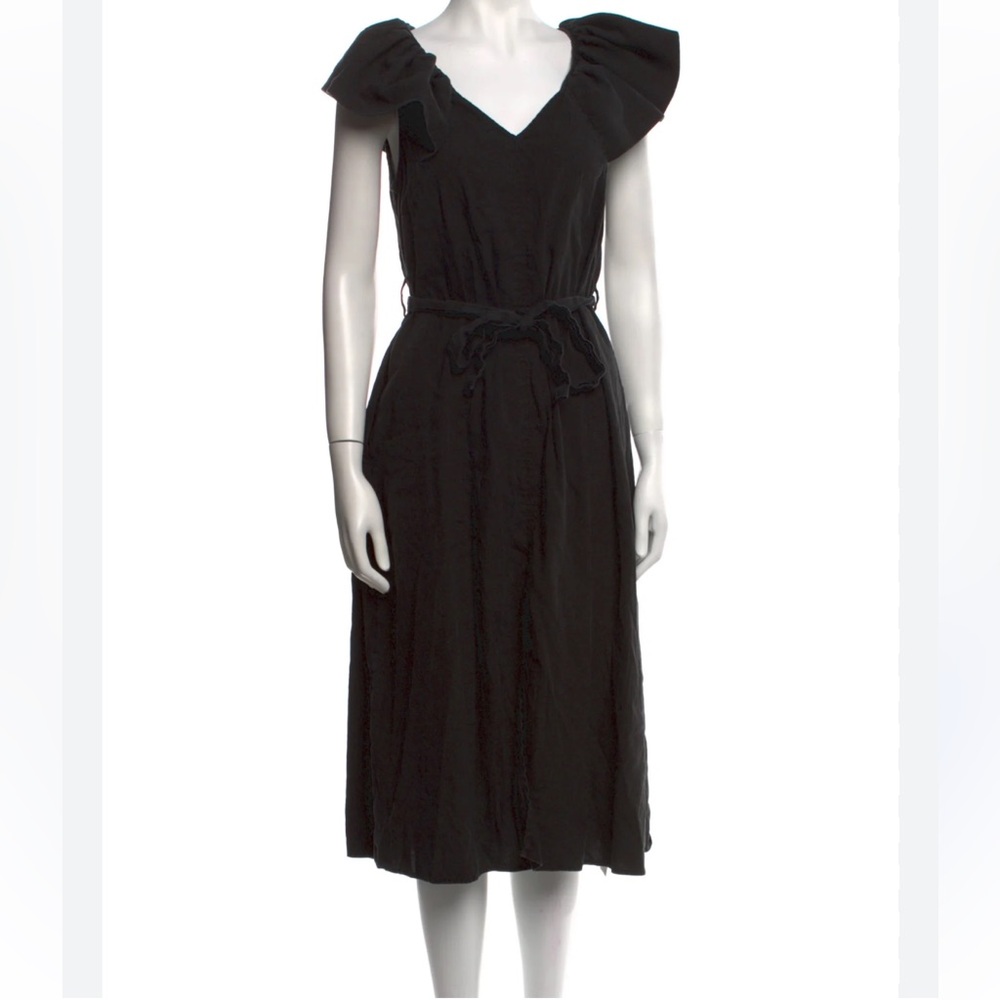Cuyana Black Linen Midi Dress